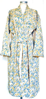  ochtendjas/kimono quilted katoen  17- zandgeel/petrol