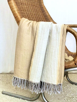 deken/plaid mousseline wol 3 -goudgeel/off-white