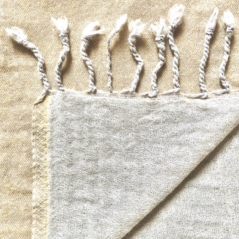 deken/plaid mousseline wol 3 -goudgeel/off-white