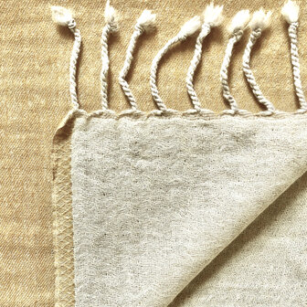 deken/plaid mousseline wol 4- oker/off-white