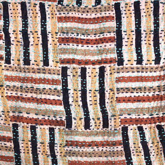 jacket reversible kantha oversized recycled silk 2- autumn d.rood-bruin