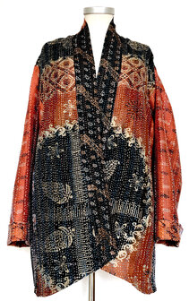 jacket reversible kantha oversized recycled silk 3- black circle-roestrood