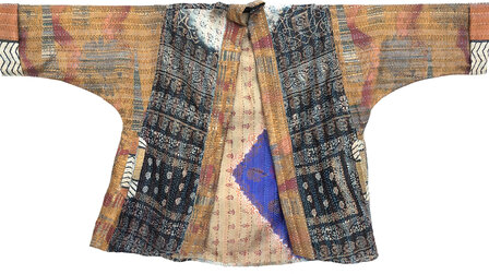jacket reversible kantha oversized recycled silk 6- zwart-petrol/koper
