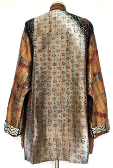 jacket reversible kantha oversized recycled silk 6- zwart-petrol/koper
