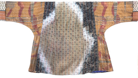 jacket reversible kantha oversized recycled silk 6- zwart-petrol/koper