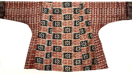 jacket reversible kantha oversized recycled silk 7- kelim block roest/zwart