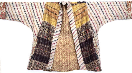 jacket reversible kantha oversized recycled silk 8- oker/aubergine graphic