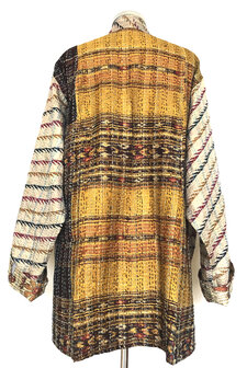 jacket reversible kantha oversized recycled silk 8- oker/aubergine graphic
