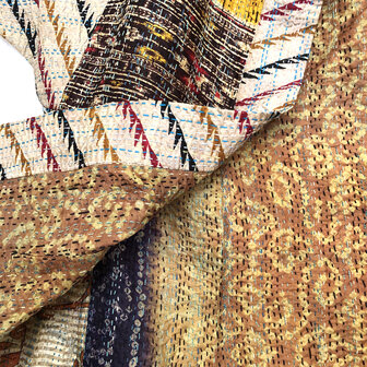 jacket reversible kantha oversized recycled silk 8- oker/aubergine graphic