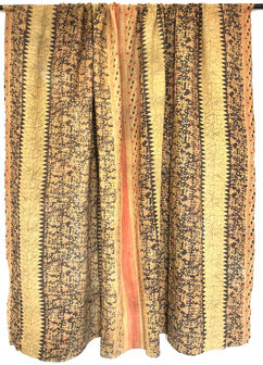 quilt kantha vintage katoen  1- zwart/geel/koraalroze  