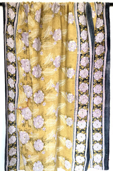 VERKOCHT-  quilt kantha vintage katoen  2- lila/geel/zwart-roze-paars