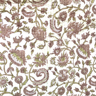 ochtendjas/kimono quilted katoen 6-off-white/ oud roze/groen