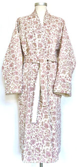 ochtendjas/kimono quilted katoen 6- pastel lila-roze/groen