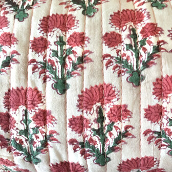 ALLE MATEN UITVERKOCHT- toilettas blockprint soft  in 3 maten - 1 licht roze/rood maat M