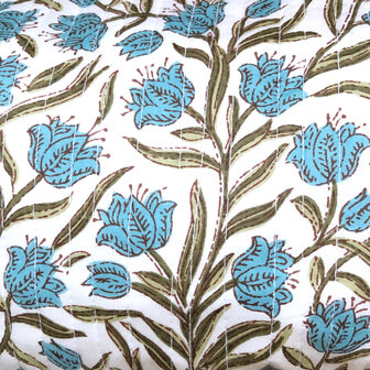 toilettas blockprint soft  in 3 maten - turquoise/groen maat M