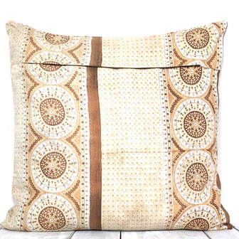  sierkussen kantha 60x60 vintage 3- bruin/cr&egrave;me cirkel