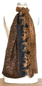 sjaal vintage gerecyclede zijde dubbel 16- koper/zwart/bruin