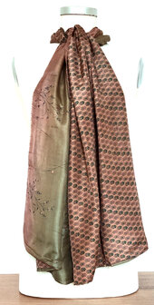 sjaal vintage gerecyclede zijde dubbel 20- oud roze/taupe/petrol