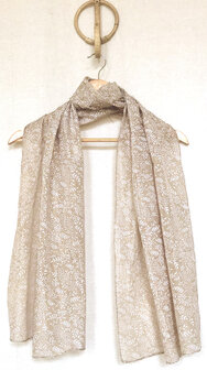 sjaal smal- zijde  handbedrukt  parelmoer brons