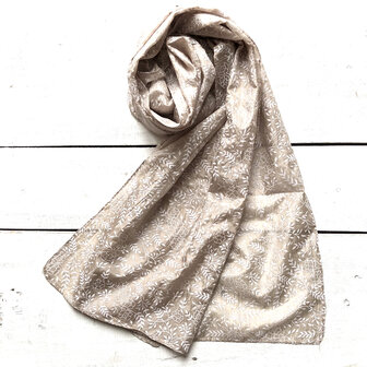 sjaal smal- zijde  handbedrukt  parelmoer brons