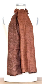 sjaal vintage gerecyclede zijde dubbel 22- donker oud roze/bruin/roestrood