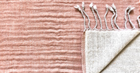 UITVERKOCHT- deken mousseline wol 1 - terracotta-roze/off-white