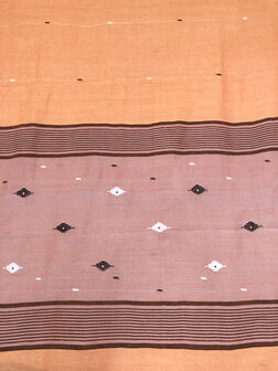 sjaal jamdani voile katoen groot- terracotta-framboosrood
