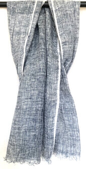 sjaal linnen grof melee- jeans 2 tone