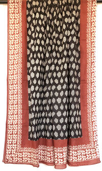 pareo/sarong/sjaal voilekatoen met hand-blockprint ethnic 1-rood/zwart