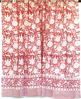 pareo/sarong/sjaal voilekatoen met hand-blockprint 5- hard rood