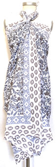 pareo/sarong/sjaal voilekatoen met hand-blockprint 7- grijs/taupe