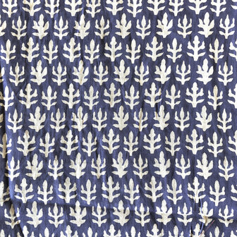 sjaal/pareo/sarong voilekatoen met hand-blockprint ethnic 11- hard blauw
