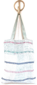 tote bag/tasje kantha quilt pastel 1- ingeweven streep