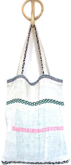 tote bag/tasje kantha quilt pastel 3- ingeweven streep