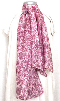 sjaal groot- recycled sari silk -hard roze bloem