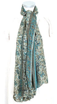 sjaal groot- recycled sari silk -turquoise