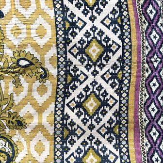  kussen pick-up 9  -vintage quilt met 2 hengsels paars/beige/geel