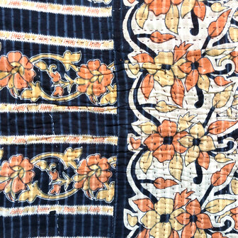  kussen pick-up 18 -vintage quilt met 2 hengsels oranje/zwart/oud paars
