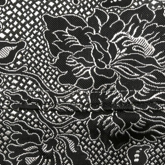  tas schoudertas clutch zijde jacquard 5- zwart/zilvergrijs
