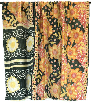  quilt kantha vintage katoen 17- lilaroze/army/oranje/rood