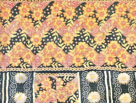  quilt kantha vintage katoen 17- lilaroze/army/oranje/rood