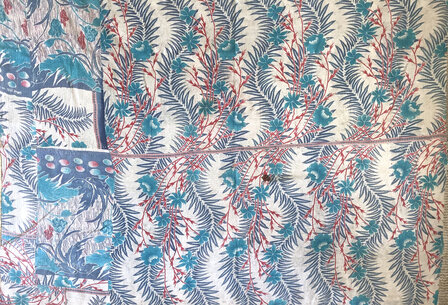  quilt kantha vintage katoen XL 19- blauw/grijs/groen ruitje