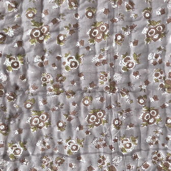 UITVERKOCHT- deken quilt eenpersoons reversible blockprint 8- vergrijsd paars/oud roze