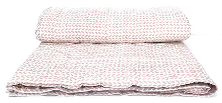 UITVERKOCHT- deken quilt eenpersoons reversible blockprint 8- vergrijsd paars/oud roze