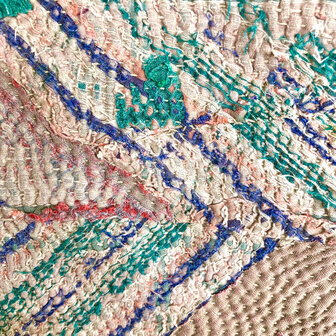 jasje kantha quilt 5- turquoise/roze zig-zag