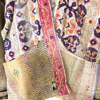 VERKOCHT- jasje kantha quilt 8- paars/patchwork pastel