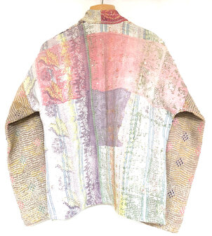 VERKOCHT- jasje kantha quilt 8- paars/patchwork pastel