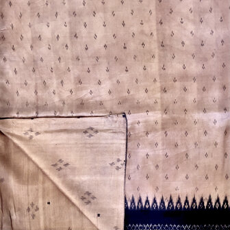 sjaal vintage gerecyclede ikat zijde dubbel 4- oud roze/zwart