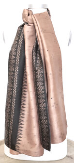 sjaal vintage gerecyclede ikat zijde dubbel 4- oud roze/zwart