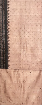 sjaal vintage gerecyclede ikat zijde dubbel 4- oud roze/zwart